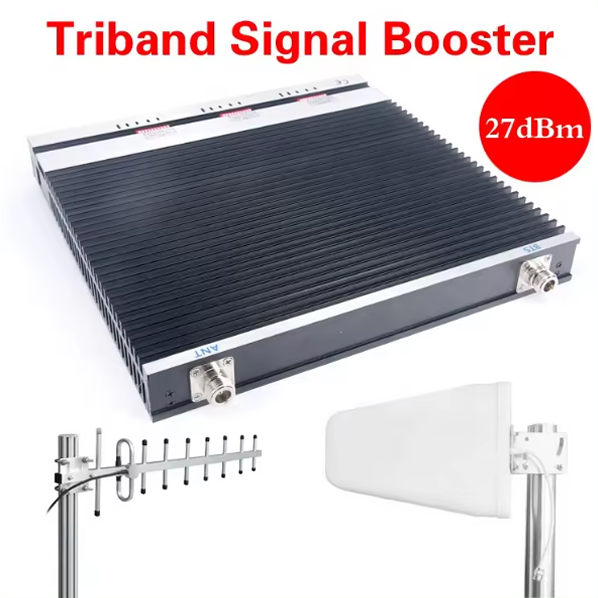 Tri band booster 2G 3G 4G 27dBm mobile signal repeater 900 1800 2100 repeater