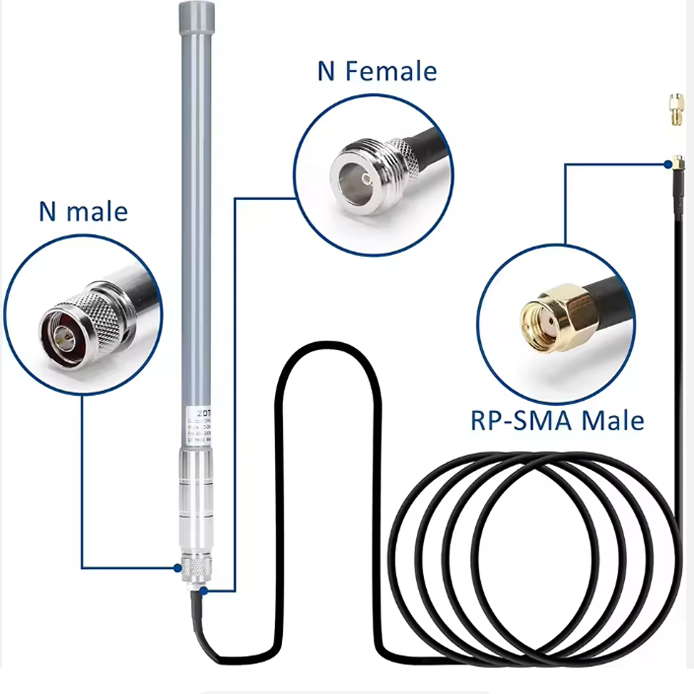 High Gain LoRa 915MHz Vertical Omnidirectional Fiberglass RFID UHF Base Station Outdoor Antenna 7dBi
