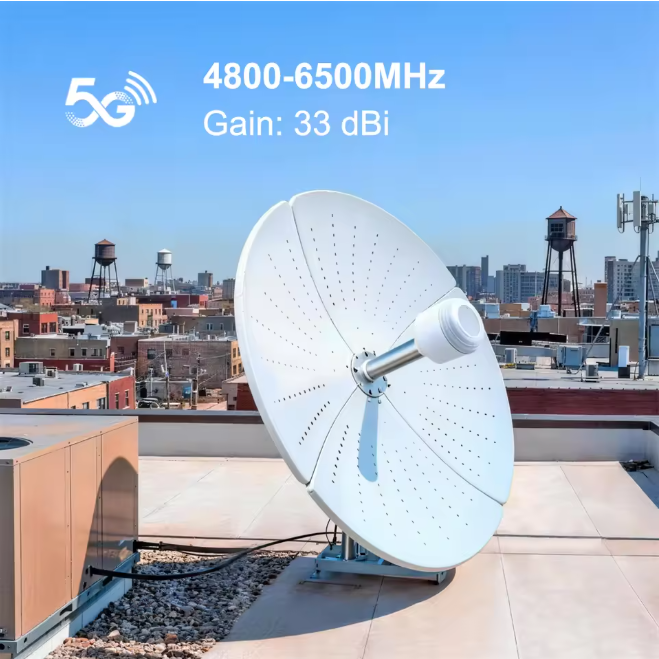 Long Range Parabolic Dish Antenna 4800-6500mhz Base Station Wifi Mimo Directional Antenna 5ghz 33dbi with SMA Connectors
