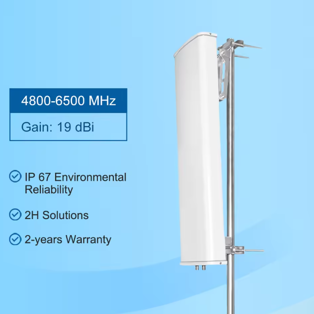 19dBi High Gain Sector Antenna for WISP Base Station PtMP Network 5.8GHz/6GHz Wi-Fi 6E with IP65 for Connectors MIMO