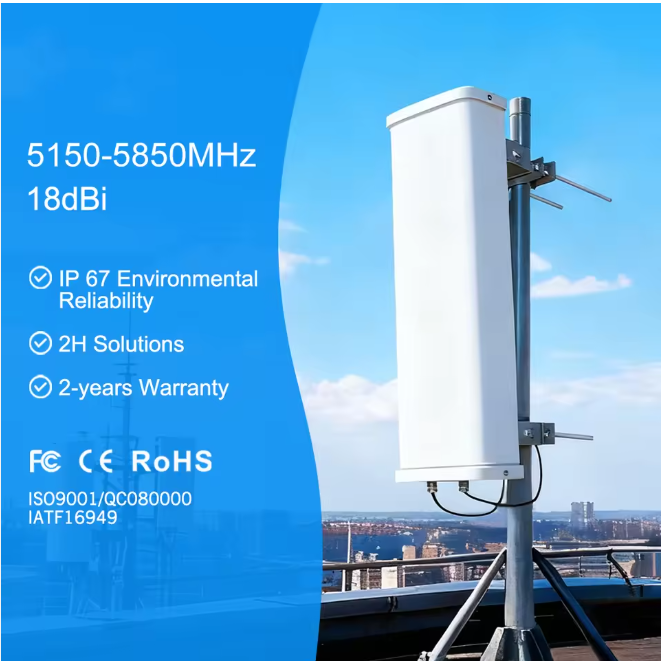 18dBi Sector Antenna 5.8GHz Professional Base Station for WISP PtMP Network Communication High Gain 50 Ohm IP65 2*n Female